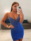 Sheath Column V Neck Short Mini Sequins Homecoming Dresses