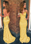 Sheath Column V Neck Spaghetti Straps Sweep Train Charmeuse Prom Dresses