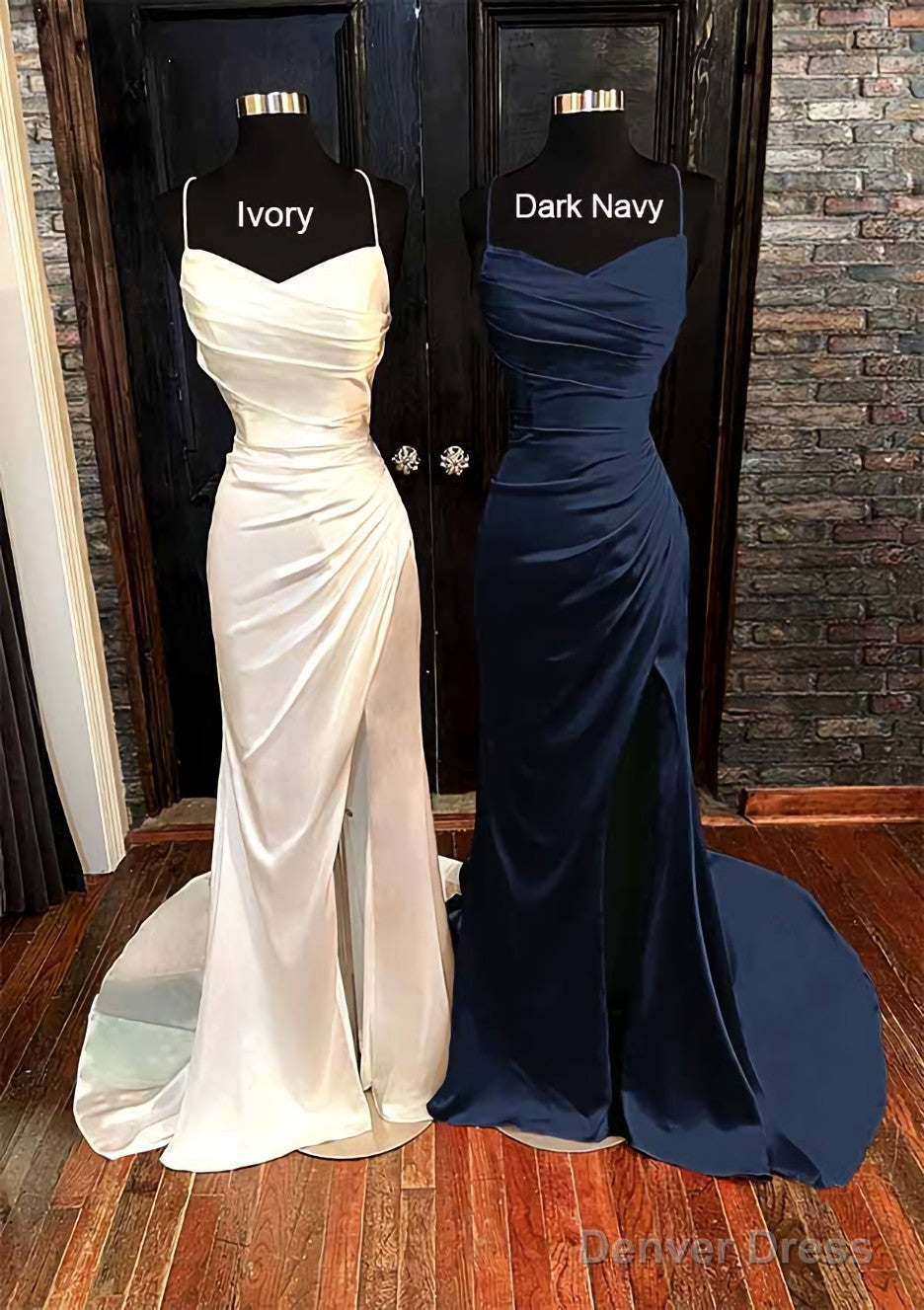 Sheath Column V Neck Spaghetti Straps Sweep Train Satin Prom Dresses W Denver Dress Sheath Column V Neck Spaghetti Straps Sweep Train Satin Prom Dresses W Denver Dress