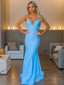 Sheath Column V Neck Sweep Train Jersey Prom Dresses