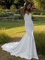 Sheath Column V Neck Sweep Train Stretch Crepe Wedding Dresses