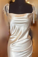 Sheath Midi Soft Satin Bridesmaid Dresses