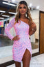 Sheath One Shoulder Homecoming Dresses with Slit