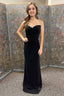 Sheath Sweetheart Black Long Prom Dresses
