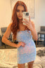 Sheath Sweetheart Light Blue Sequins Short Homecoming Dresses