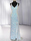 Sheath V-neck Sequin Sweep Train Velvet Sequins Dress