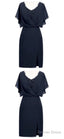 Sheath V-Neck Short Navy Blue Chiffon Homecoming Dresses