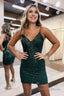 Sheath V Neck Spaghetti Straps Bodice Mini Short Homecoming Dresses