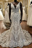 Sheath V Neck Wide Strap Floor Length Backless Tulle Lace Applique Wedding Dresses