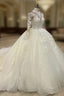 Sheer Lace Sleeve Wedding Ball Gowns Dresses