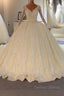 Shinny Long A Line Full Beading Lace Up Wedding Dresses with Sleeves