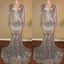 Shiny Long Sleeves Sequin Mermaid Prom Dresses