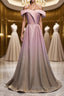 Shiny Off Shoulder Pink Ombre Prom Dress, Pink Ombre Prom Graduation Prom Dresses