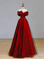 Shiny Off the Shoulder Burgundy Long Prom Dress, Wine Red Off Shoulder Prom Dresses