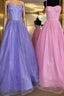 Shiny Purple Pink Long Prom Dress, Purple Pink Long Prom Dresses