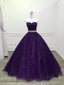 Shiny Purple Tulle Beaded Ball Gonw Prom Dress, Purple Prom Dresses