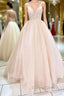 Shiny V Neck Backless Pink Long Prom Dress, Backless Pink Prom Dress, Sparkly Pink Prom Dresses