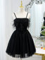 Short Back Prom Dress with Corset Back, Little Black Prom Homecoming Dresses