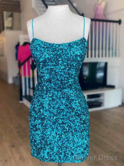 Short Blue Silver Pink Backless Sequins Prom Dresses, Short Open Back Sequins Formal Homecoming Dresses