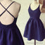 Short Cheap Simple Blue Cross Freshman Homecoming Dresses