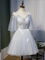 Short Gray Lace Prom Dress, Short Gray Lace Prom Homecoming Dresses