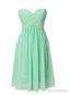 Short Green Chiffon Sweetheart Pleats Bridesmaid Dresses