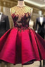 Short Homecoming Dress Short A Line Satin Appliques Prom Dresses Gown
