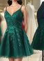 Short Lace Emerald Green Homecoming Dresses