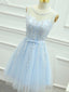 Short Light Blue Lace Prom Dress, light Blue Short Lace Graduation Homecoming Dresses