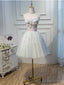 Short Light Green Tulle Prom Dress, Short Tulle Floral Prom Homecoming Dresses