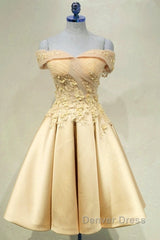 Short Off Shoulder Prom Homecoming Dresses Lace Embroidery