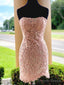 Short Pink Lace Prom Dress, Short Pink Lace Prom Graduation Homecoming Dresses
