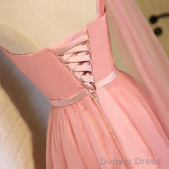 Short Pink Tulle Pleated Bridesmaid Dresses One Shoulder