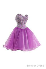 Short Purple Homecoming Dresses Short Prom Dresses With Beading