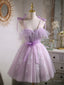 Short Purple Lace Prom Dress, Short Purple Lace Prom Homecoming Dresses