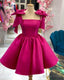 Short Satin Bow Straps Mini Dress Short Prom Dresses