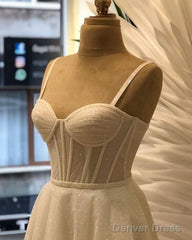 Short Sparkly Sheer Corset Wedding Dress