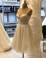 Short Sparkly Sheer Corset Wedding Dress