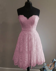 Short Sweetheart Summer Lace Wedding Dresses