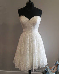 Short Sweetheart Summer Lace Wedding Dresses