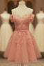 Short Tulle Homecoming Dresses Lace Embroidery Off The Shoulder