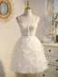 Short White Prom Dress, Short White Lace Prom Homecoming Dresses