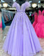 Lavender Appliques Feather Off The Shoulder A Line Prom Gowns