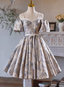 Silver Print Spaghetti Straps Homecoming Dresses