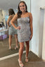 Silver Spaghetti Straps Sequins Homecoming Dresses