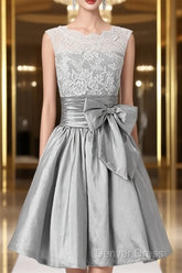 Silver Taffeta Short Homecoming Dresses Prom Dresses