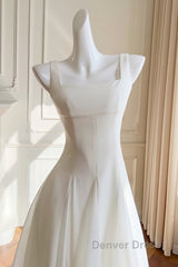 Simple A-Line Chiffon Short Ivory Prom Dresses, Simple Ivory Bridesmaid Dresses