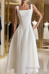 Simple A-Line Chiffon Short Ivory Prom Dresses, Simple Ivory Bridesmaid Dresses