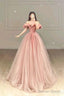 Simple A Line Pink Long Tulle Prom Dresses 22Th Birthday Outfit