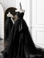 Simple A Line Satin Black Long Prom Dress, Black Long Prom Dresses